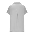 thumbnail image 5 of AherBiu Plus Size Tops for Women Half Button Lapel V Neck Short Sleeve Cotton Linen Shirts Lightweight Summer Casual Blouse, 5 of 7