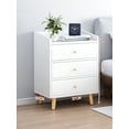 thumbnail image 2 of Mesita De Noche Auxiliar Buros Modernos Con 3 Cajones Color Blanco,Mesita de noche, 2 of 4