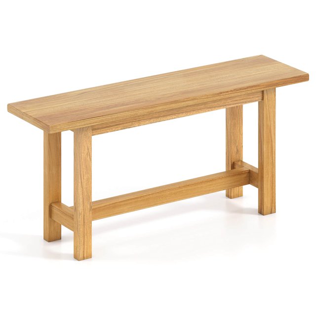 Costway 1 PCS Outdoor Teak Wood Bench 2-Person Loveseat Seating for Porch Patio Backyard
