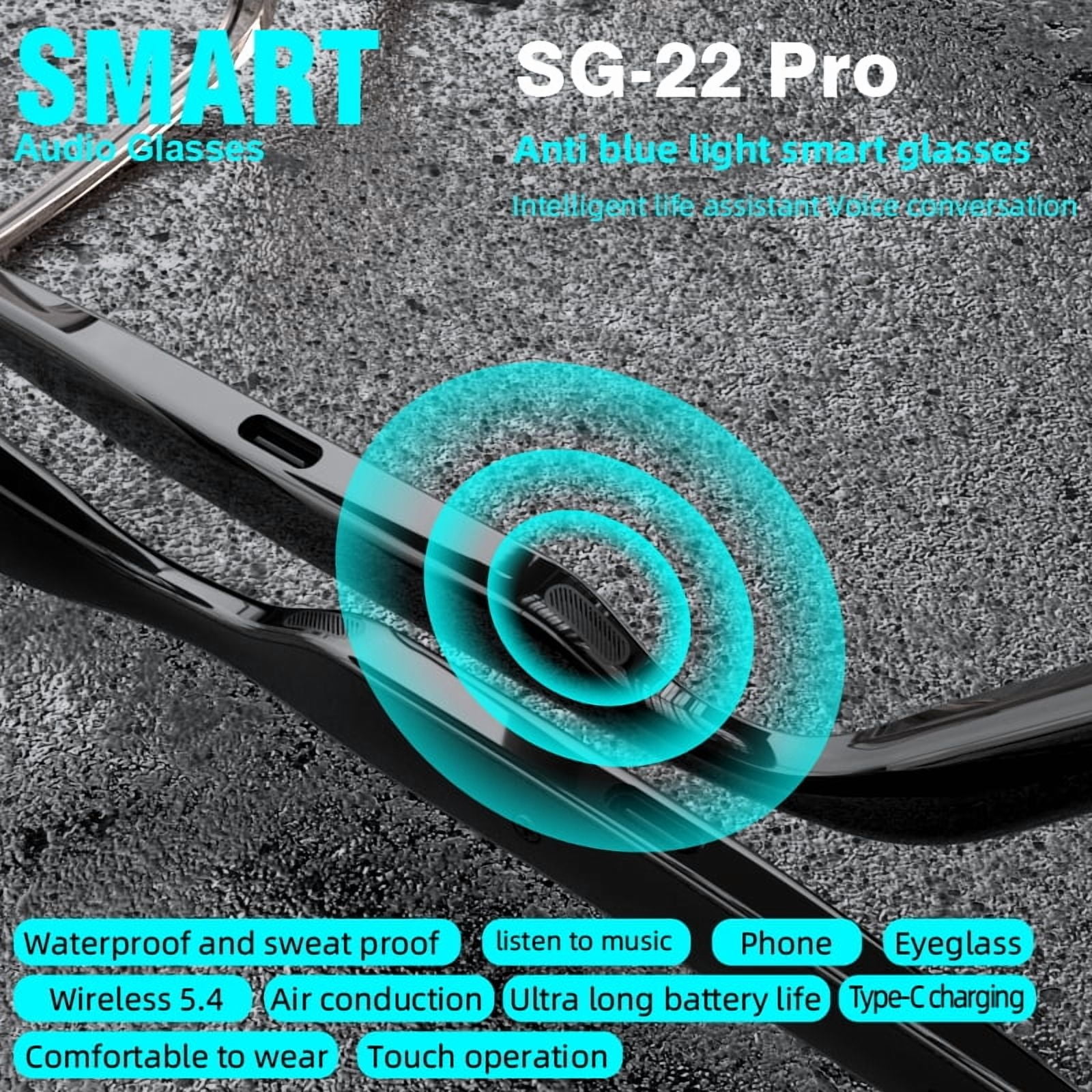 Smart sunglasses, Bluetooth glasses, wireless high-definition UV protection lens glasses, waterproof speakers, music listening and speaking sunglasses