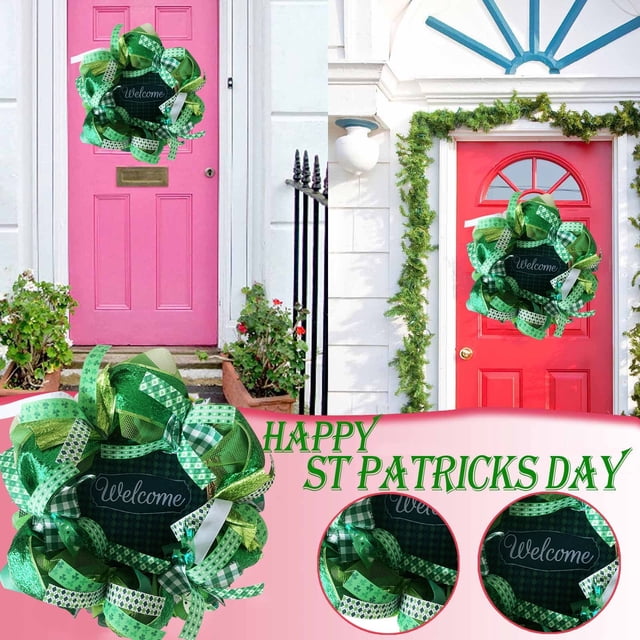 St Patrick's Day Leprechaun Wreath Clovers Leprechaun Ribbon Very Weather