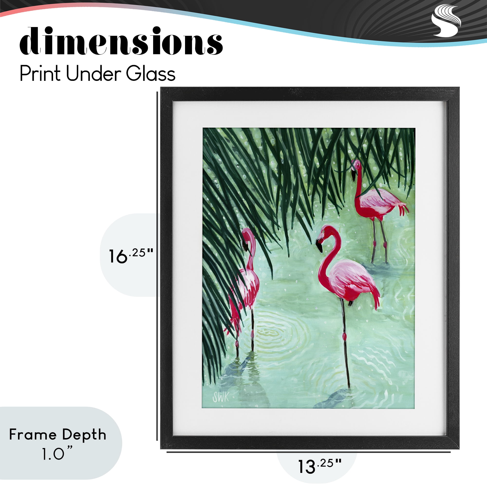 Stupell Industries Shallow Flamingo Pond Black Framed Print Under Glass, design by Sarah Waldron Kimball