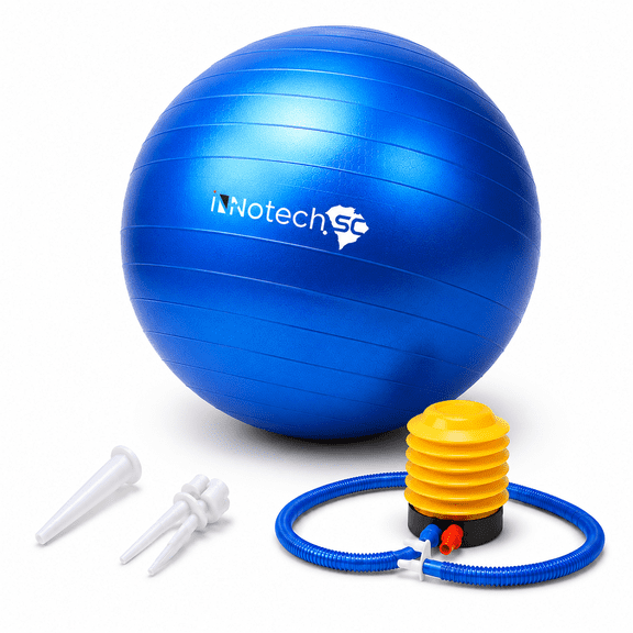 Innotech Extra Thick Exercise Yoga Ball 65cm - Anti-Burst Stability Ball, Fitness And Balance Ball for Core Workouts, Pregnancy And Office Sitting -Blue