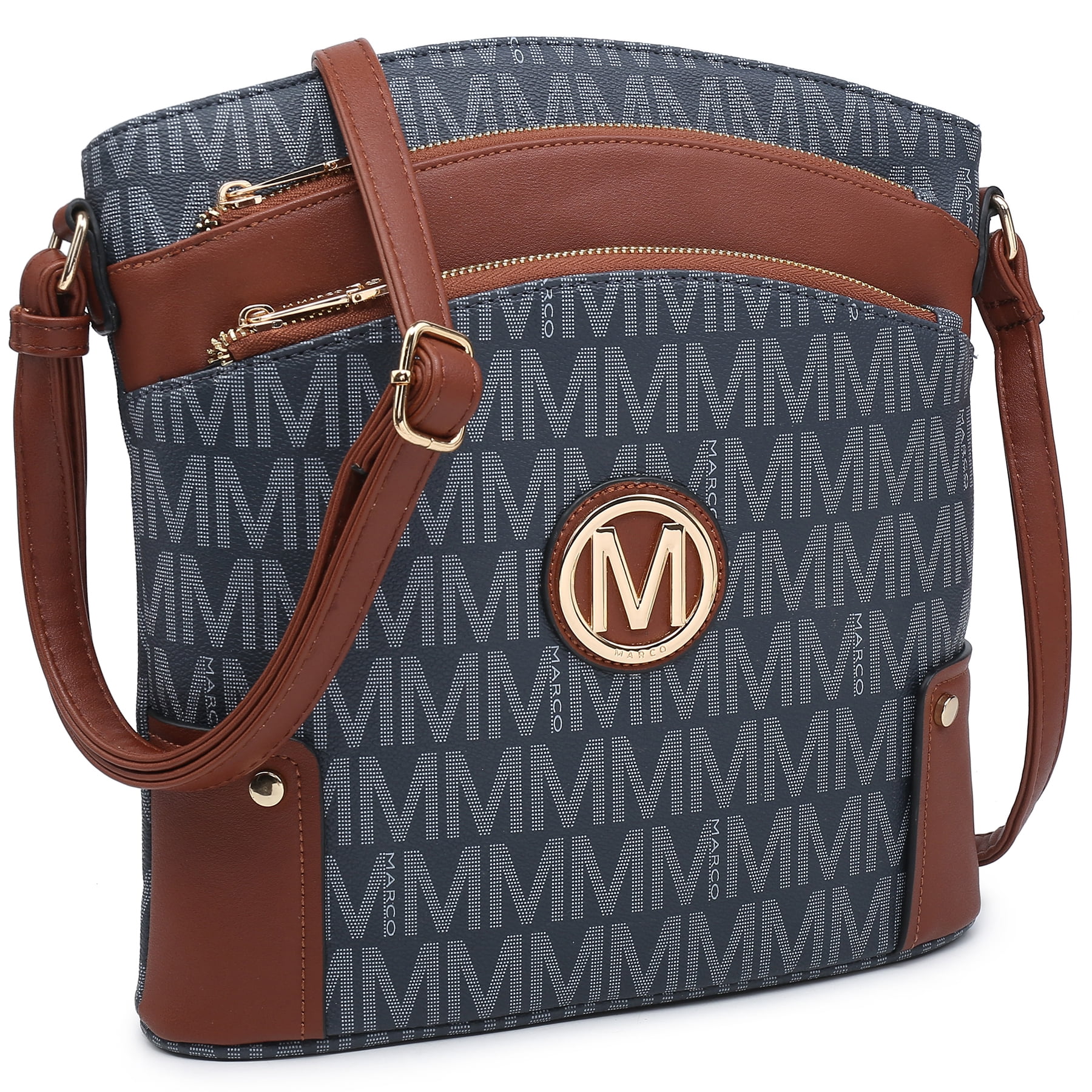 MKP COLLECTION Crossbody Bags Purses for Women Trendy Multi Pockets Monogram Zip Shoulder Bags Ladies PU Leather Handbag