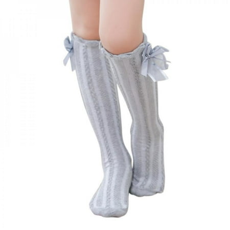 

Brand Clearance! Girl Cotton Socks School Uniform Knee High Socks Kids Child Soccer Socks Cute Cable Knit Tube Sport Stocking Gray