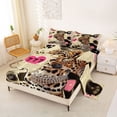 thumbnail image 2 of Castle Fairy Leopard Print King Sheets 4pcs, Sport Billiard Bedding, Black Pink Brown,1 Fitted Sheet, 1 Flat Sheet and 2 Pillowcases, 2 of 6
