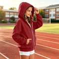 thumbnail image 6 of Girls Zip Up Hoodie Fleece Sweatshirt Jackets with Pocket Full-Zip,Hooded Design,Long Sleeve,Solid Color,Casual Jacket,Fall Winter,Back to School Wear, 6 of 7