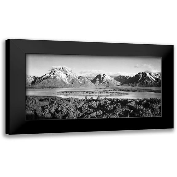 Adams, Ansel 14x9 Black Modern Framed Museum Art Print Titled - Mt. Moran and Jackson Lake from Signal Hill, Grand Teton National Park, Wyoming, 1941