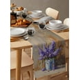 thumbnail image 6 of Lavender Burlap-Cotton Table Runner 70 Inches Long,Spring Floral Purple Watercolor Vintage Farmhouse Table Runners,Outdoor Dining Tablecloths Decor for Baby Shower Party Wedding 13x70, 6 of 9
