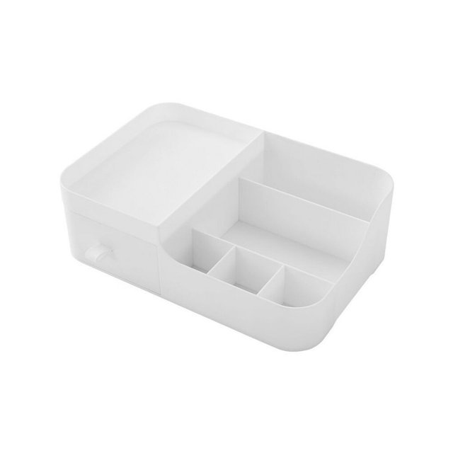 Cosmetic Storage Box Drawer Desktop Makeup Organizer Plastic Shelf Large Capacity for Sundries Jewelry Stationery White