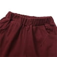 thumbnail image 4 of Povozer Toddler Boy Elastic Waist Pull On Cotton Shorts for Littler Kids Boys(Wine,6-12M), 4 of 5