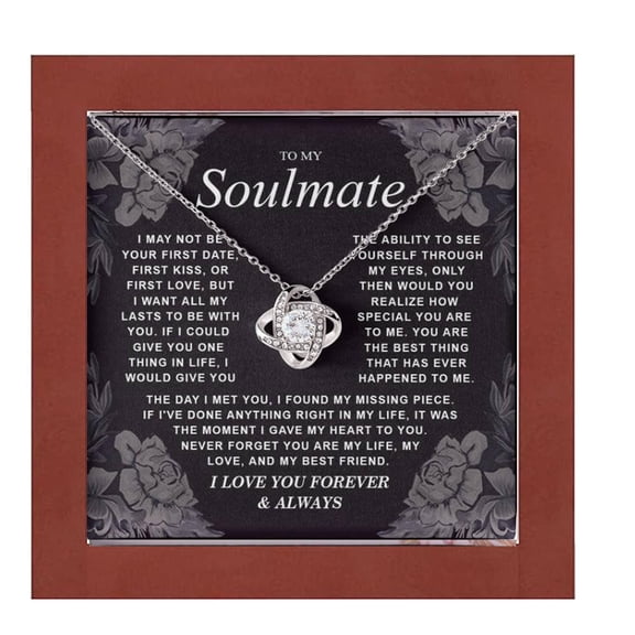 To My Soulmate Necklace Wife, Girlfriend, Fiancée - Anniversary, Valentine'S Day Necklace Soul Mates, Soulmate Jewelry Birthday From Husband Knot Luxury Vs46 #311, White Love Knot Necklace