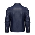 thumbnail image 3 of Men's Casual PU Leather Jacket Stand Collar Motorcycle Jacket Classic Versatile Top Fashion Trend Men's Wear, 3 of 12