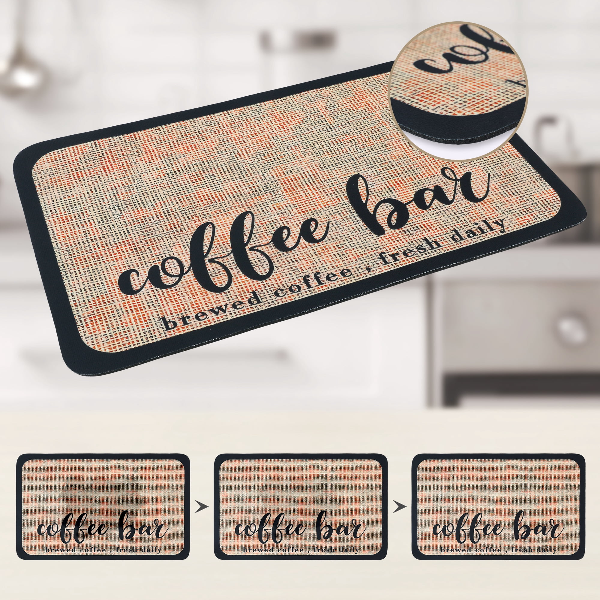 Unique Bargains Diatomaceous Coffee Bar Mat Quick Dry Dish Drying Mats Khaki 19.7*11.8 in