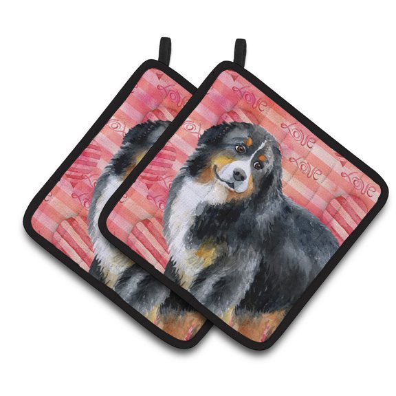 Bernese Mountain Dog Love Pair of Pot Holders