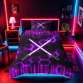 thumbnail image 2 of meiyoeat Neon Twin Bedding for Boys, Sci-Fi Purple Gaming Duvet Cover Set, Black Reversible 2-Piece, 1 Duvet Cover and 1 Pillowcase, 2 of 7