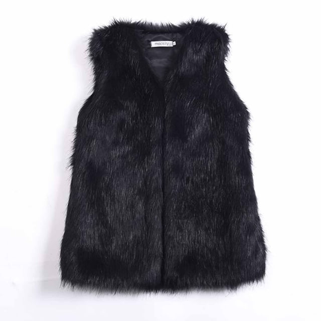 Ailaofu Women's Fashion Autumn and Winter Warm Mid-length Faux Fur Vests