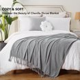 thumbnail image 4 of Battilo Light Grey Chenille Throw Blanket, Decorative Cozy Knit Blanket with Tassels, Home Decor, 50"x60", 4 of 8