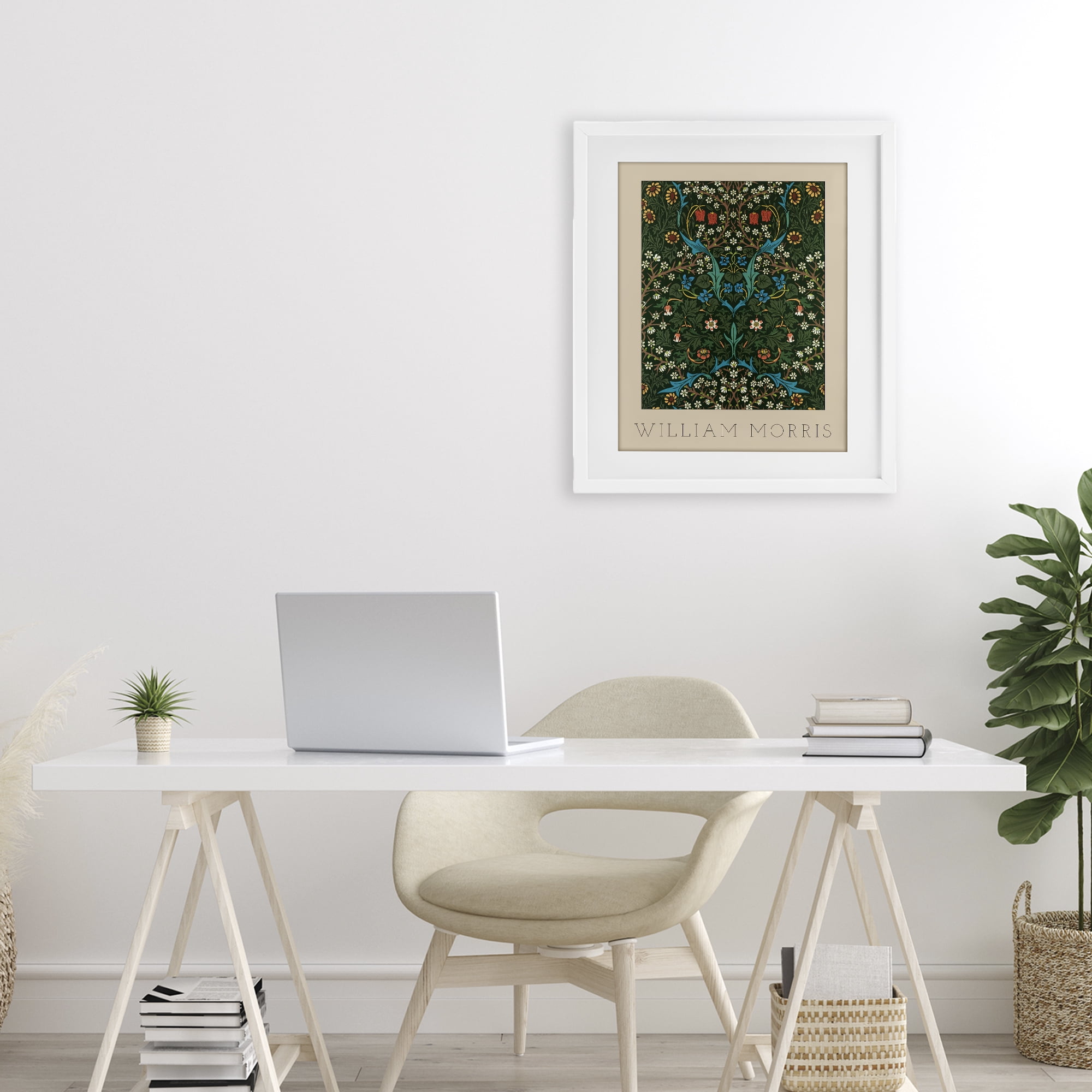 Stupell Industries Ornate Botanicals William Morris White Framed Print Under Glass, design by Lil' Rue