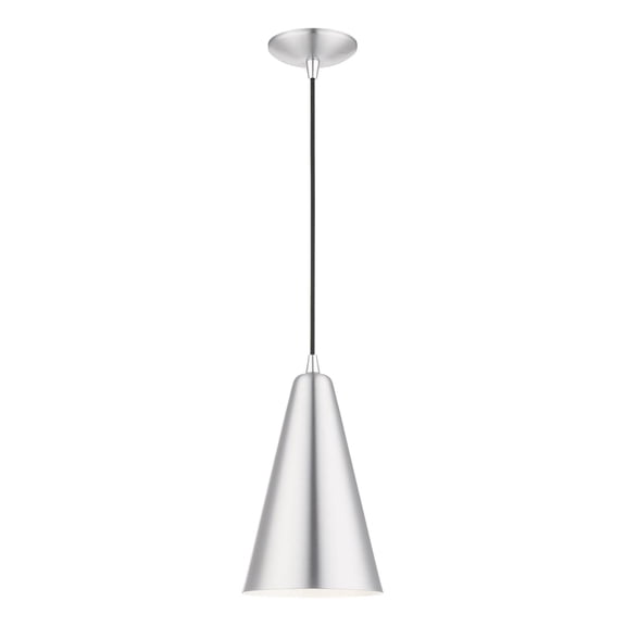 41175-66 Livex Lighting Metal Shade - 1 Light Mini Pendant in Coastal Style - 7.38 Inches wide by 18 Inches high-Brushed Aluminum/Polished Chrome