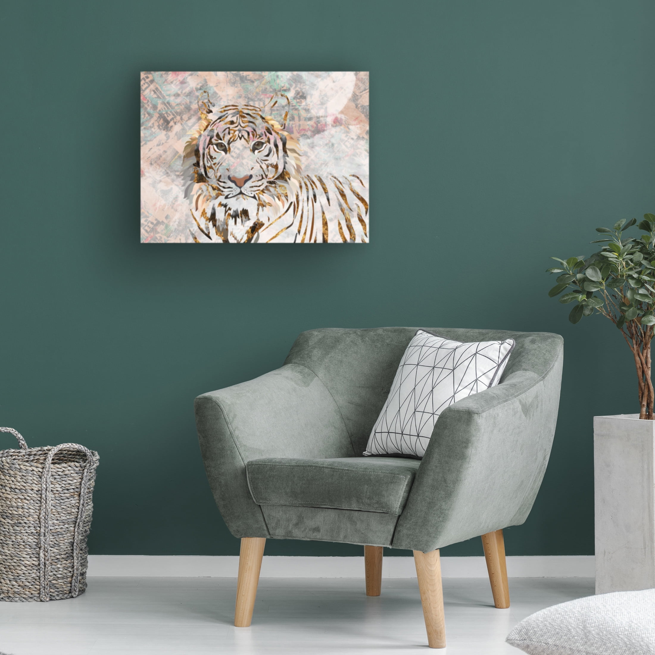Trademark Fine Art Sarah Manovski Tiger grungy gold mural Canvas Wall Art
