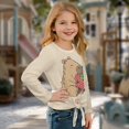 thumbnail image 3 of Xixirimido Capybara Strawberry Cream Pattern Girls Long Sleeve Shirts Cute Kids Fashion Crew Neck Tunic Tops Tie-hem Tees for Fall Winter, Size 5-6, 3 of 7