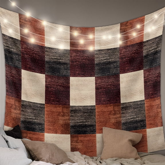 Brown Beige Block Tapestry for Bedroom Wall Hanging Tapestry, Abstract Art Modern Geometric Ceiling Backdrop Tapestries Poster Blanket Wall Decor for Teens Room Living Room Dorm 55" x 73"