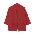 thumbnail image 4 of Mens National Style Retro Loose Thin Cardigan Kimono Japanese Robe Cropped Sleeve Coat Plus Size Tang Suit Outerwear Workwear Men's Trench Coat Plus Size Winter Cardigan for Men, 4 of 4