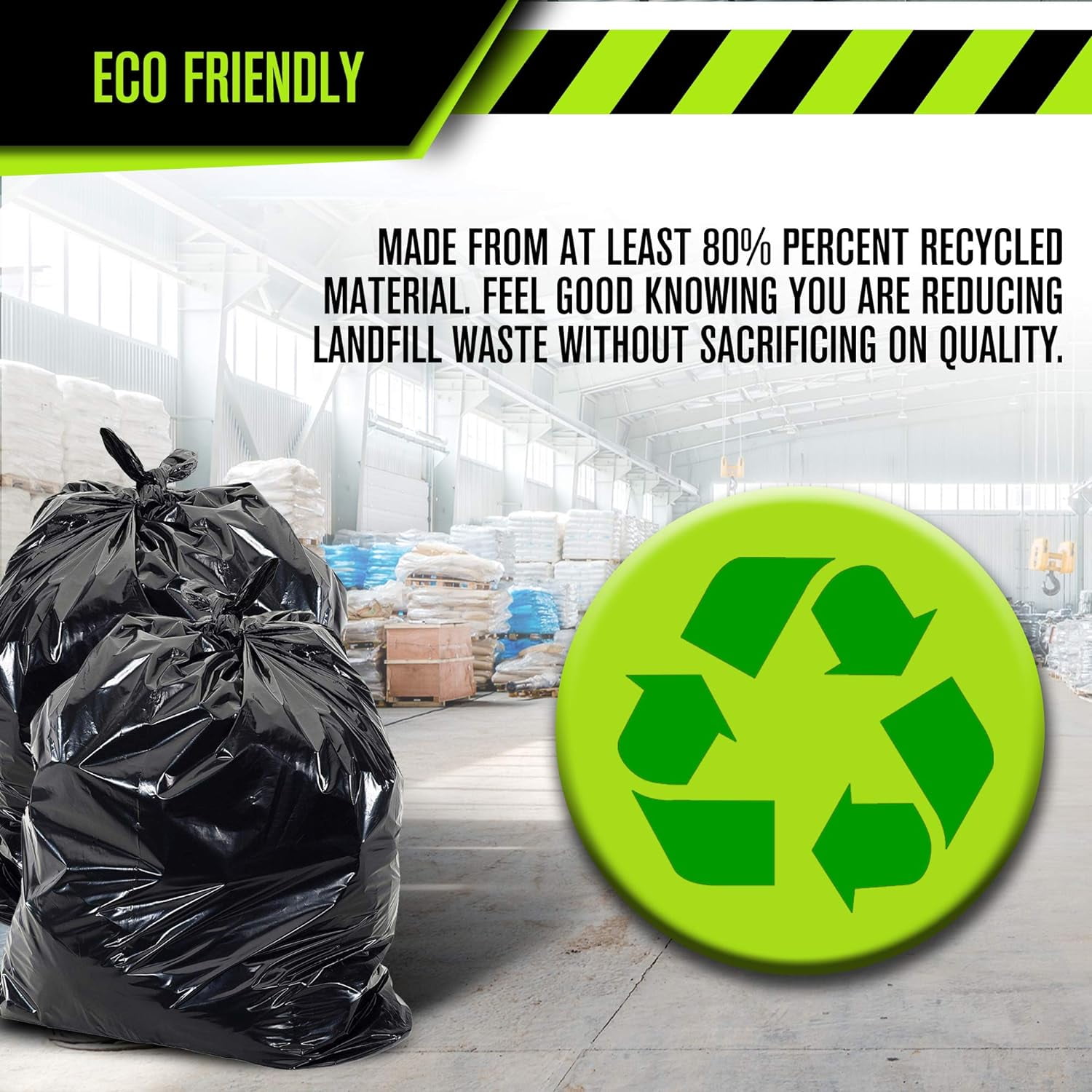 Heavy Duty 56 Gallon Trash Bags - (Huge 100 pack/w Flap Ties) - 2.0 MIL (Equivalent) 43" x 46" Star Sealed Bottom Thick Garbage Bags for Contractors, Lawn, Leaf, Yard Waste, Commercial Kitchen