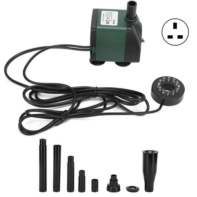 Fish Tank Submersible Water Pump with Colorful LED Light Aquarium Silent Fountain PumpGreen Plug 220V