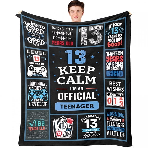 AUQ 2026 New 13 Year Old Boy Birthday Gifts Funny 13Th Birthday Gifts for Boys 13 Yr Old Boy Official Teenager Birthday Gifts Fleece Blanket 30X40In Gift for 13 Year Old Boy