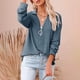 thumbnail image 2 of Túnica con cremallera para mujer Tops de manga larga con cuello en V profundo Blusas holgadas informales Trajes de verano, Azul, M Kearding AP003810-07, 2 of 3
