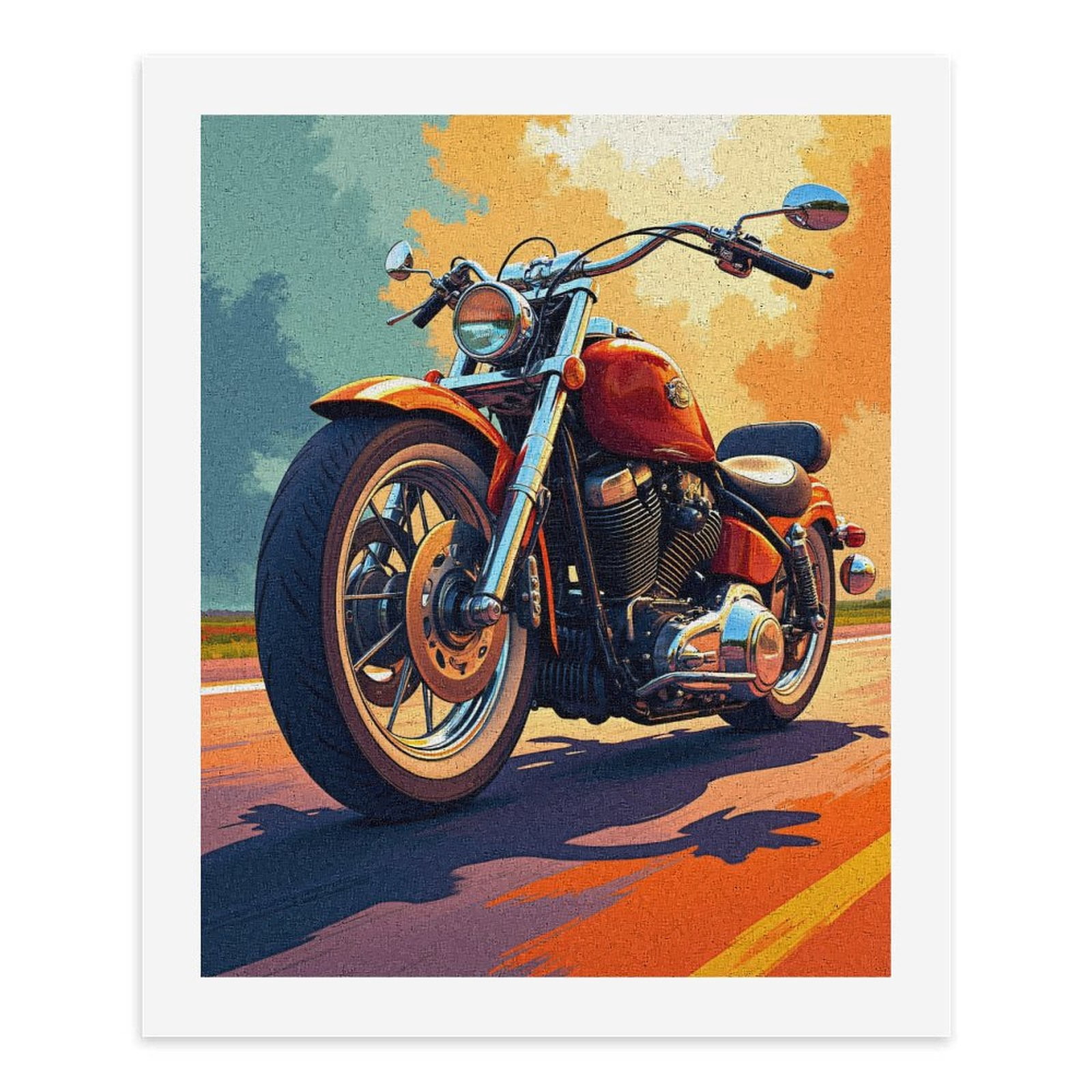 Paint by Numbers Kit for Adults, Vintage Motorcycle Sunset Ride Paint by Numbers, Easy Paint by Numbers Kit for Adults Beginner, DIY Adult Paint by Number Kits on Canvas, Home Decor