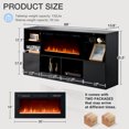 thumbnail image 2 of Sunmthink Fireplace TV Stand with Electric Fireplace, 70” LED Light Entertainment Center for TVs Up to 80", TV Console Stand, Fireplace for The Living Room TV Stand, Black, 2 of 9