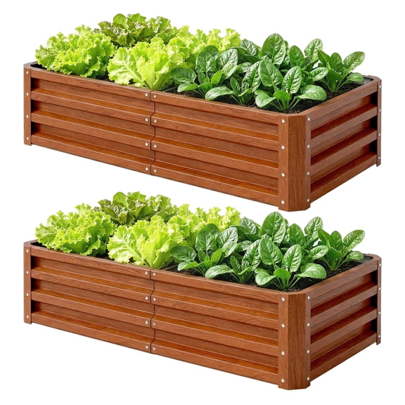 Galvanized Raised Garden Bed, 4' x 2' x 1' Metal Planter Box, for Growing Vegetables, Flowers, , , Brown