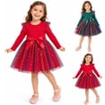 thumbnail image 4 of Gaexia Girls Christmas Dresses Gradient Star Mesh Dress Long Sleeve Party Formal Outfit Ages 1-7 Toddler Kids Winter Holiday Celebration Wear, 4 of 7