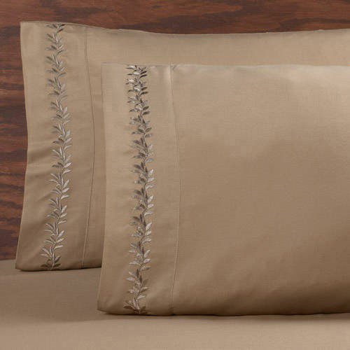 Mainstays Embroidered Microfiber Full Brown Bed Sheet Set, 1 Each