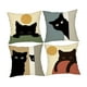thumbnail image 1 of Funda de almohada decorativa de 4 piezas con diseño de gato, para mascotas, arte, 45 x 45 cm, estilo retro minimalista, para hombre y mujer., 1 of 9
