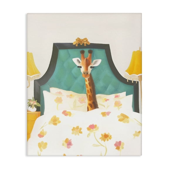 Good Morning Giraffe in Bed Canvas Wall Art, design by Leah Straatsma