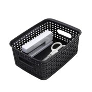 Thinkspace Plastic Weave Bin, Small, Black, Pack of 3