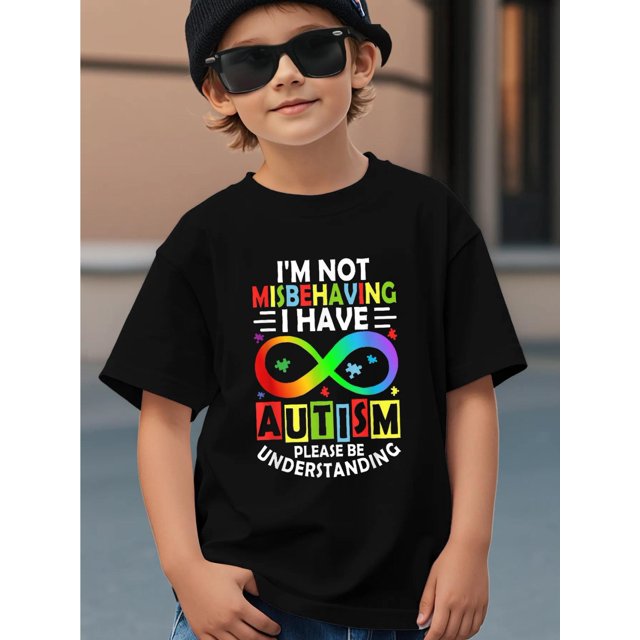 Camiseta infantil de apoyo al autismo "No me porto mal, tengo autismo", 180 g
