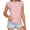 Pink-A, variant on Short Sleeve Shirts for Women Half Turtleneck Textured Wave Stripes Tee Blouses Solid Loose Casual Basic T Shirt Tops L Green