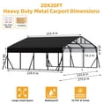 thumbnail image 2 of 20 x 20 FT Metal Carport with Galvanized Steel Roof, Heavy Duty Metal Roof Carport with Enhanced Base, Tall MetalCarport Kits Garage for Tractors, Trucks, Boats, Cars, 2 of 8