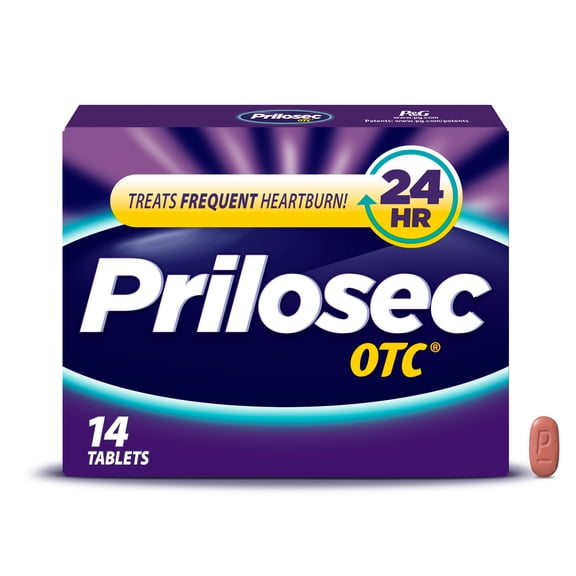 Prilosec OTC Omeprazole 20mg Acid Reducer, Frequent Heartburn Medicine, Unflavored, 14 Count