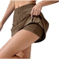 thumbnail image 2 of XPMWRP Women's Tennis Skirt with Built in Shorts Elastic Waist Casual Skort for Golf and Outdoor Activities Brown L, 2 of 6