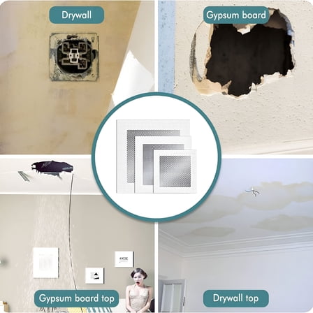 ICERUN 1 Set Wall Repair Patch Kit Self Adhesive Strong Stickiness Aluminum 2/4/6/8 Inch Wall Patch Hole Fixer Repair Kit for Office