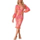 thumbnail image 1 of Vestido elegante de sirena con volantes y mangas de linterna de cuello cuadrado de flores INSPIRE CHIC para mujer Rosa M, 1 of 6