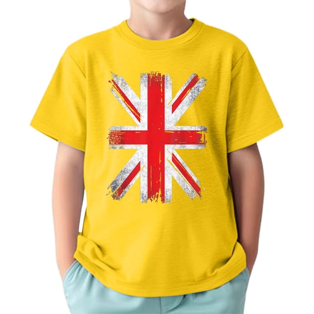 TAIAOJING T-Shirts Polyvalents Garçon Fille Impression Manches Courtes Col Rond T-Shirts Haut Drapeau Vintage pour Nourrisson à Adolescent Coupe Décontractée Léger Tenue Quotidienne