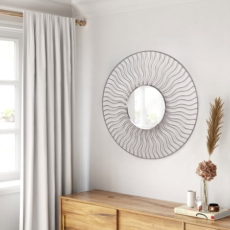 UPC 666198000002 product image for NOVA OF CALIFORNIA Sunburst 36  Round Wall Mirror - Set of 2  Brushed Nickel | upcitemdb.com