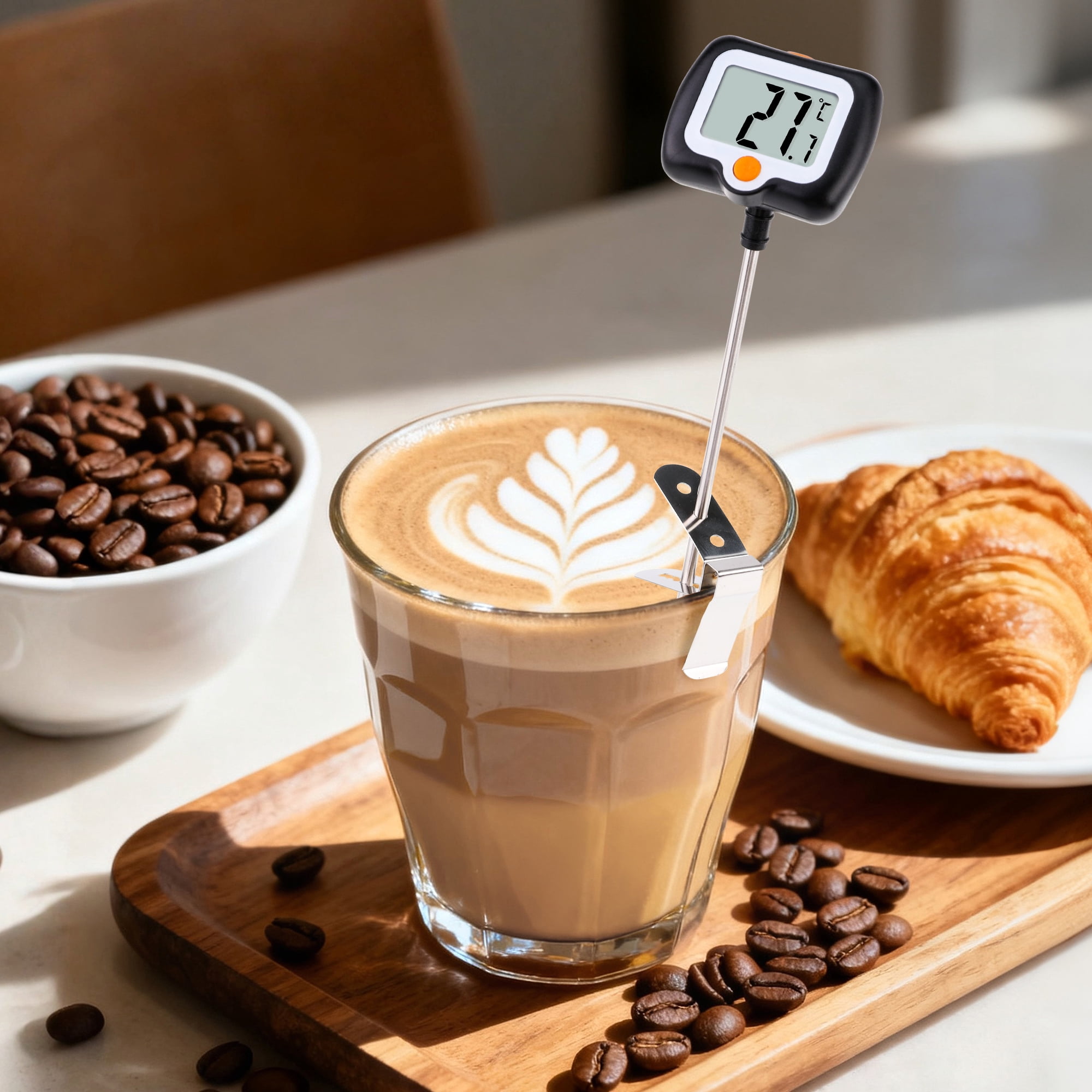 Unique Bargains Instant Read Cooking Thermometer with Clip Black 9.8 Inch